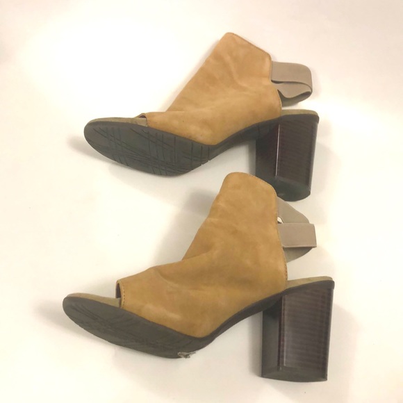 Kenneth Cole 9.5 Heels Shoes Open Toe Elastic Slingback Suede Upper Excellent - Picture 4 of 9